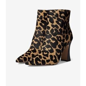 Coach Carter Calf Hair Leopard Ankle Booties Boots Women’s 9 New Heels Point Toe